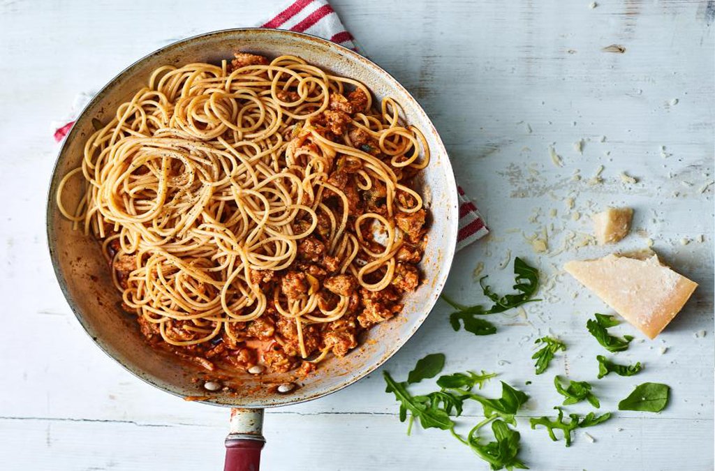 Spaghette cu carne de porc